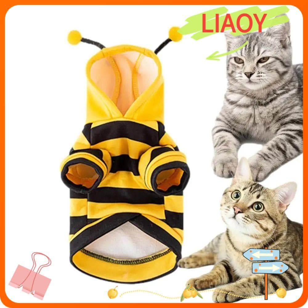 LIAOYING Roupas Para Cães E Gatos , Fantasia Macia Respirável De Abelha Animais De Estimação Com Capuz De Cosplay Quente