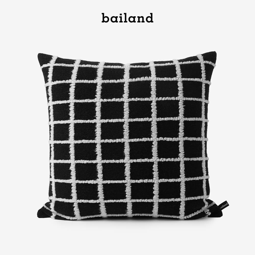Bailand moderno simples luz luxo preto branco xadrez lã travesseiro almofada modelo quarto sofá travesseiro almofada