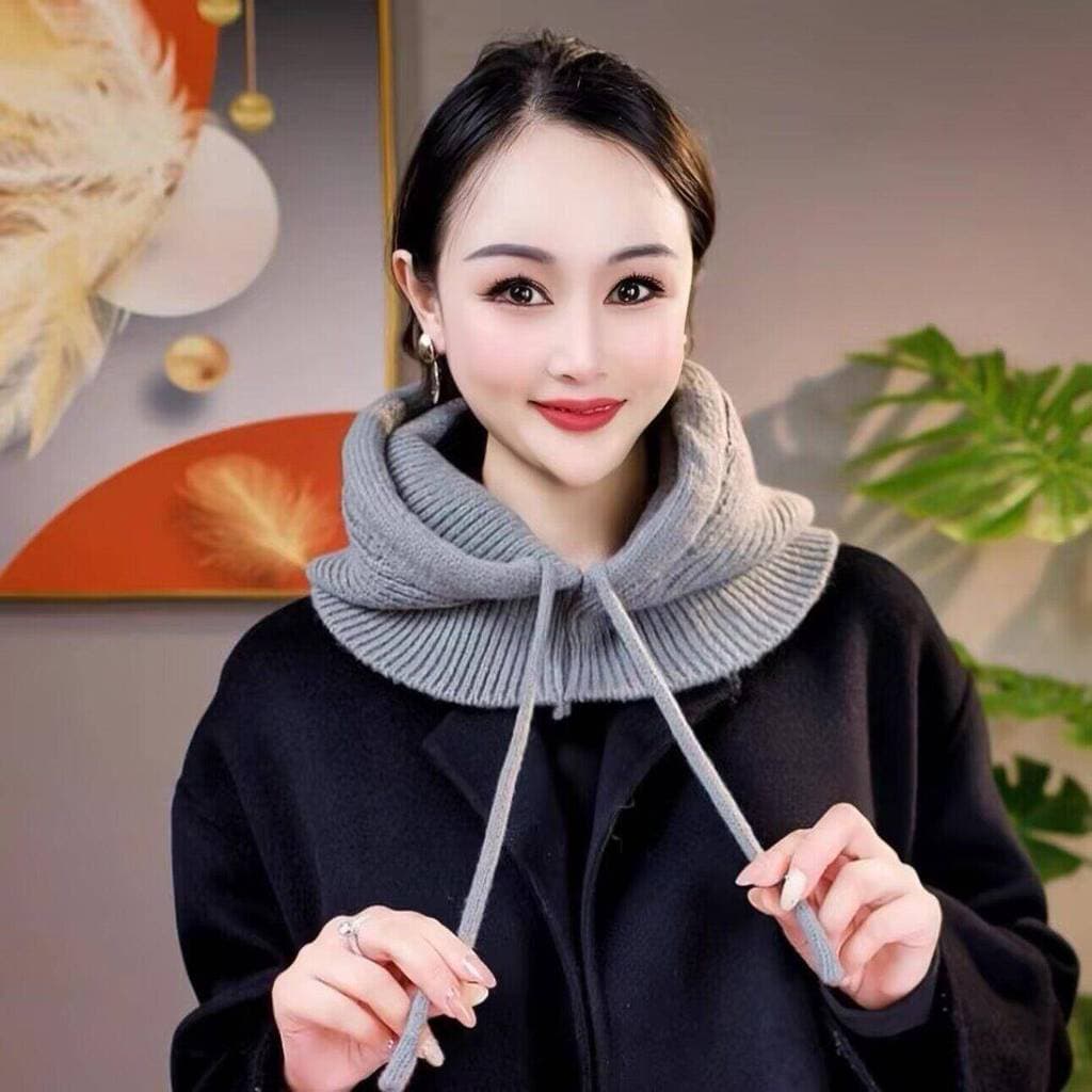 Chapéu falso gola com capuz destacável influenciador outono inverno estilo pulôver chapéu de uma peça com cordão botão c