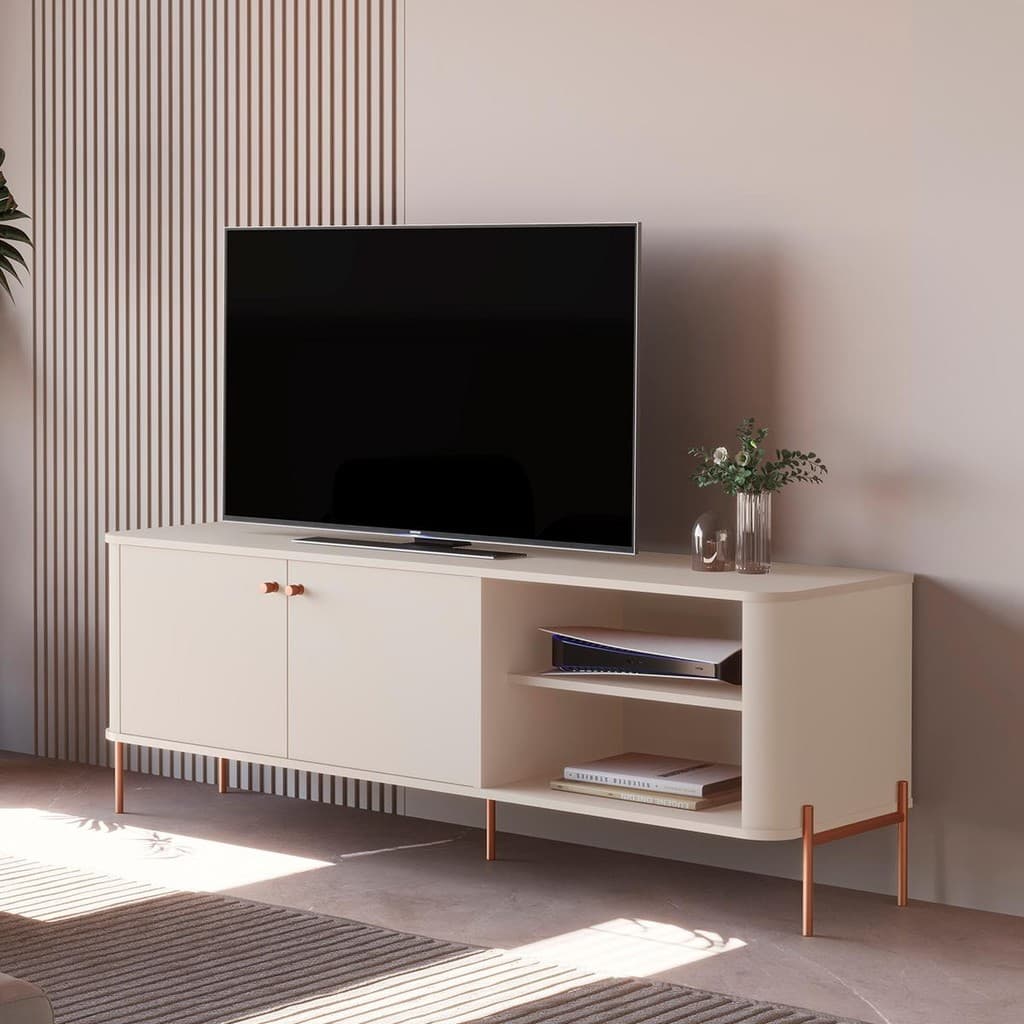 Rack Bancada Tucupí 140cm para TV até 60" com Pés de Metal