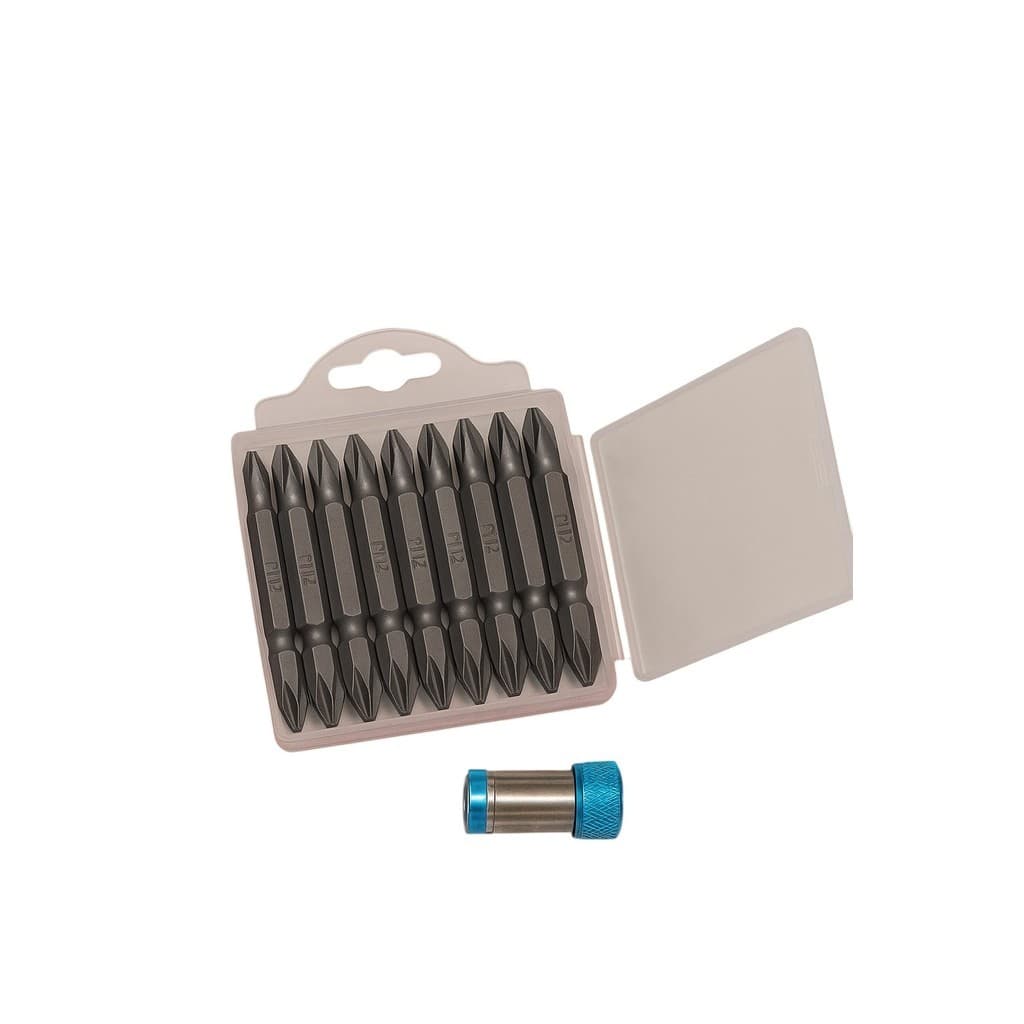 Kit 10 Pontas Bits Philips PH2 + Anel Suporte Magnético Parafusadeira Furadeira
