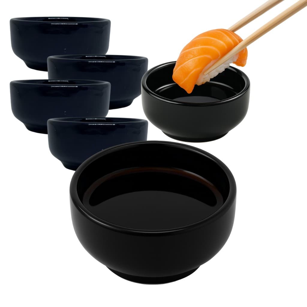 Kit 12 Molheira Porta Shoyu Nozoki 60ml Preto Sapporo