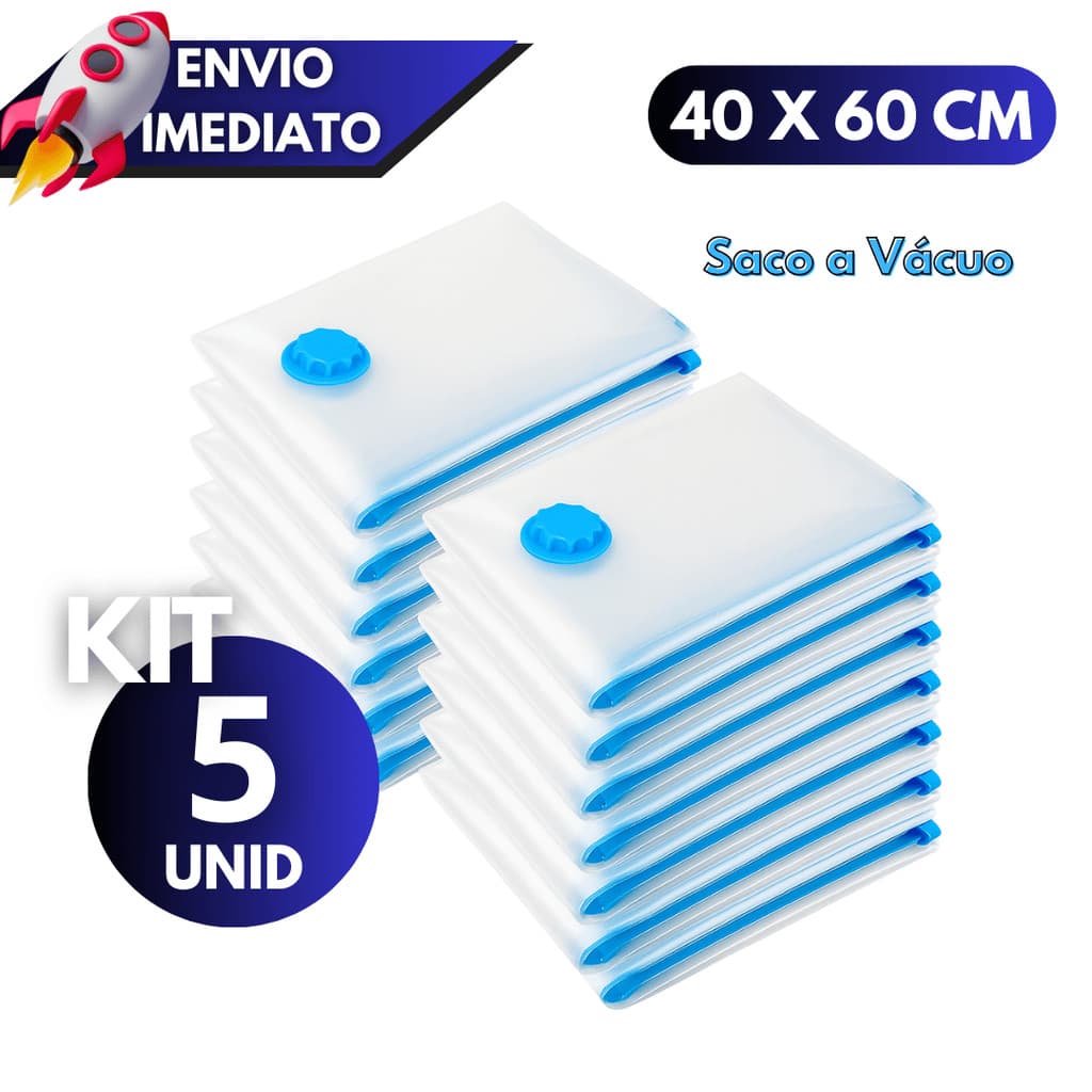 Kit 1/3 Sacos a Vácuo 40x60cm Para Roupas Edredom Viagem Organização Reutilizável
