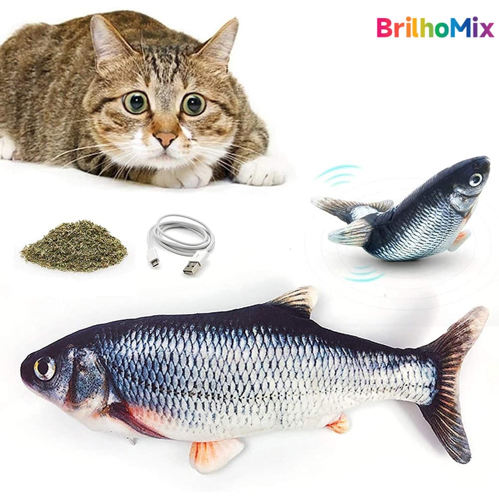 Peixe Elétrico Interativo para Gatos - Brinquedo Recarregável que se Mexe Sozinho