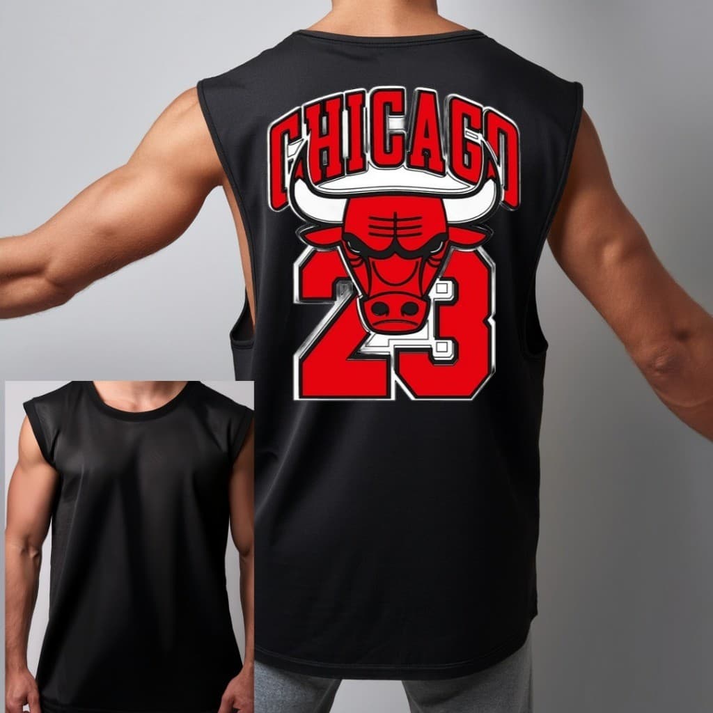 Camiseta Camisa  Oversized  Regata  cavada  100% Algodão estampada  Chicago Bulls Basketebol