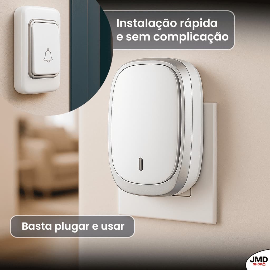 Campainha Sem Fio Bivolt IT-Blue de Tomada com 38 Sons Ajustáveis e Bateria 12V