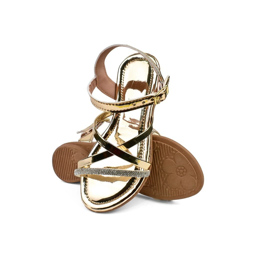 Sandália Infantil Cruzada Rasteira Casual Fivela Tiras Strass Brilho Confortável Moda