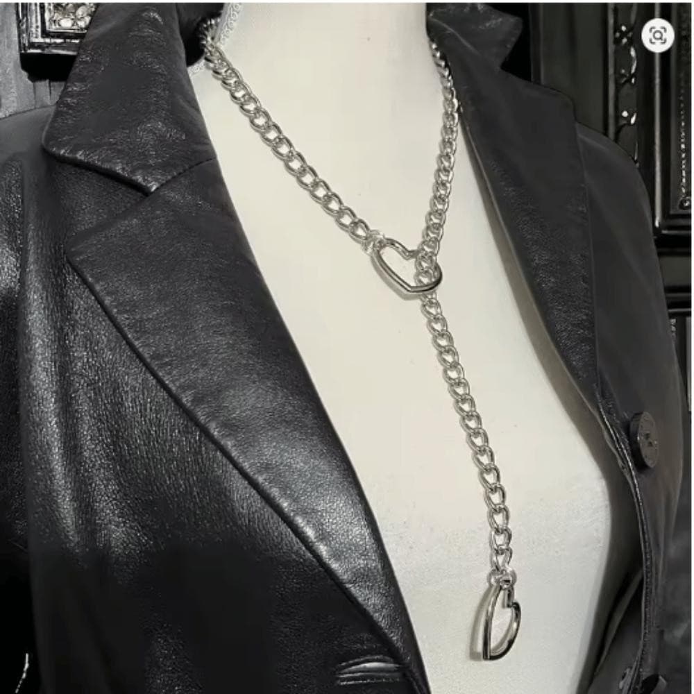 Choker Colar Corrente de Coração Corrente Hiper Resistente Dominação Style
