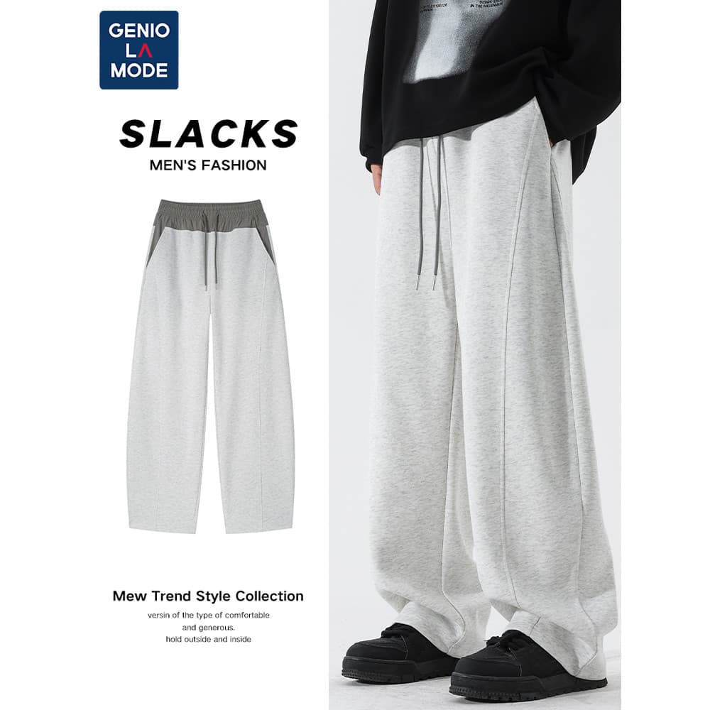 GENIOLAMODE Flor Cinza Sweatpants Meninos Soltos Perna Larga American vibe Machete Calças Primavera Outono Calças Casuai
