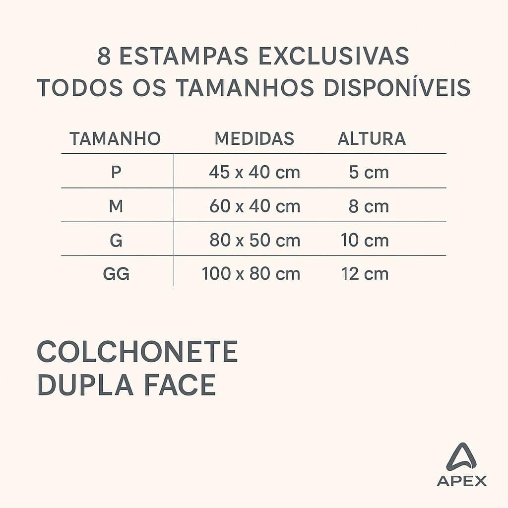 Colchonte Pet Dupla Face Premiun - 8 Estampas *P/M/G/GG- Apex One
