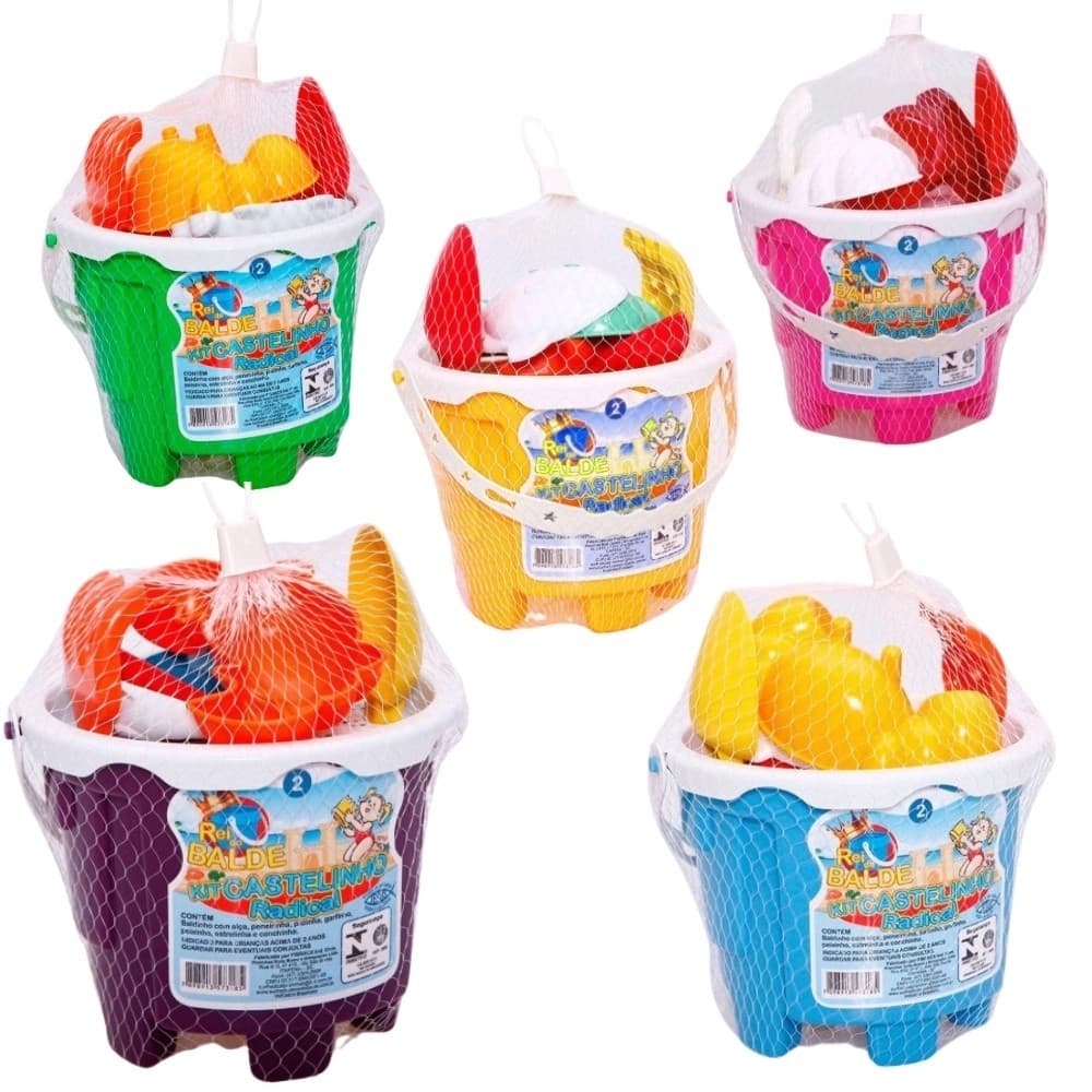 Baldinho de Areia Balde de Praia Brinquedo Infantil Com Forminhas