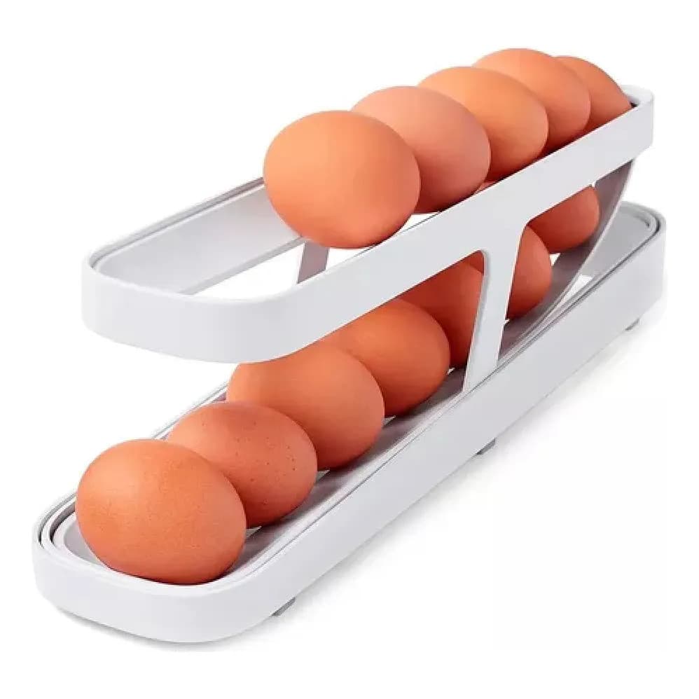 Porta Ovos Organizador de Geladeira Escorregador Roll Clear Fresh 2 andares - 15 Ovos