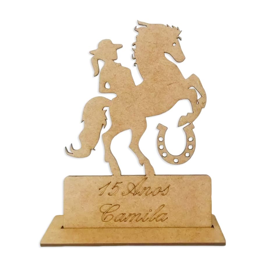 Kit 10 Centro De Mesa Cowgirl Cavalo Country Mdf Gravados