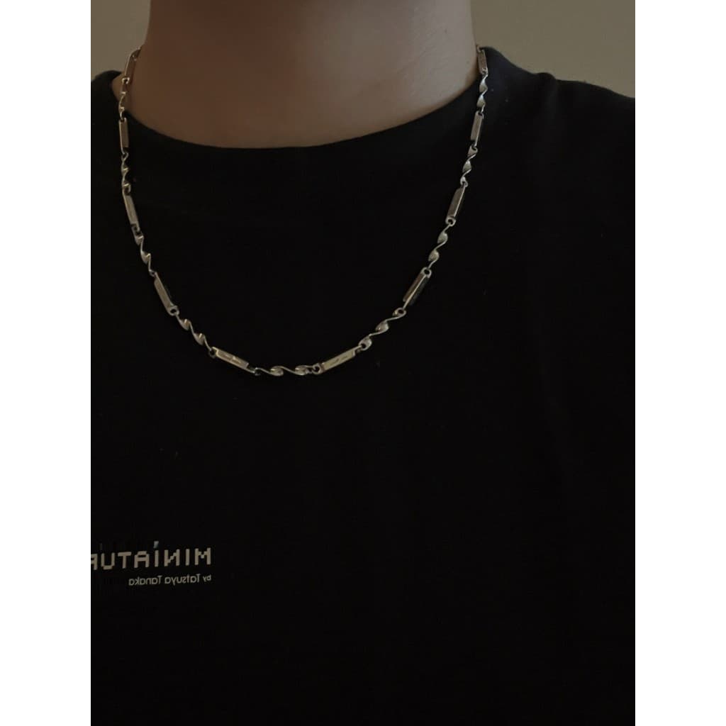 High-End prata titânio aço colar masculino curto colar de bambu ins estilo legal versão coreana acessórios corrente de a