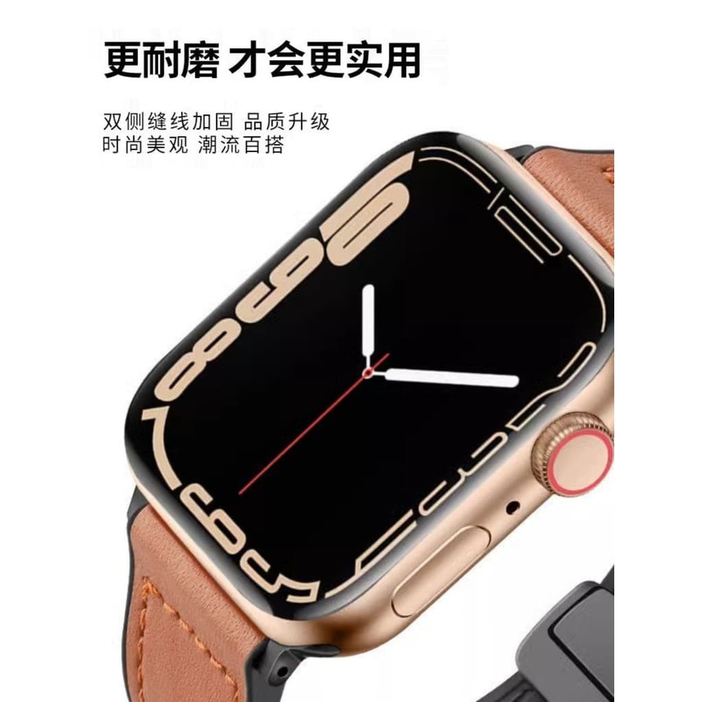 Adequado para Apple Watch iwatchs9 Crazy Horse padrão applewatch fivela magnética dobrável pulseira esportiva de Silicon