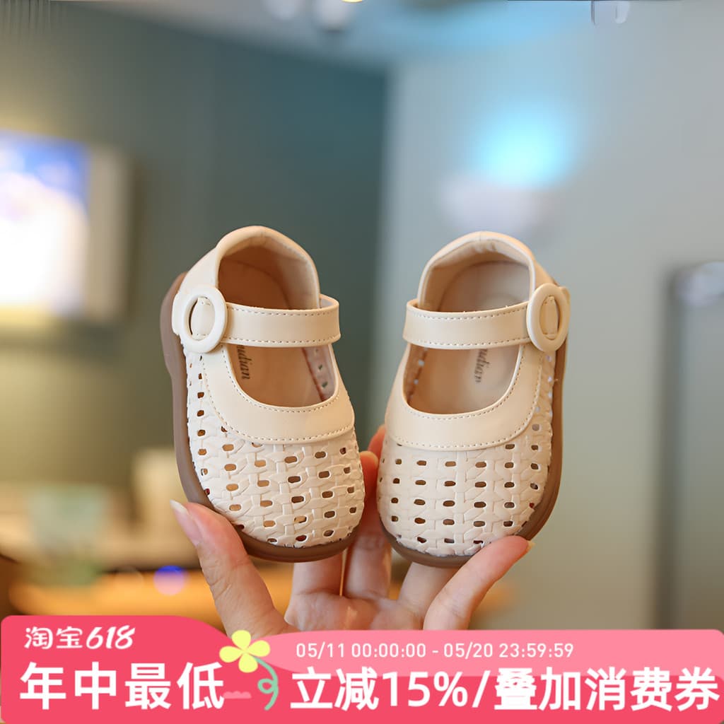 Feminino bebê criança sapatos verão oco respirável menina princesa sapatos crianças sandálias tecido moda bebê pequenos