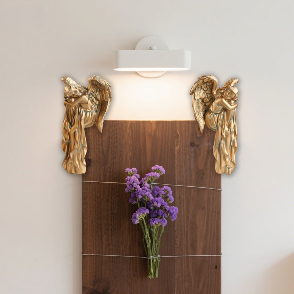 Estátua De Anjo De Resina Definida Com Acabamento De Cobre Antigo Para Decoração De Casa YB7Z