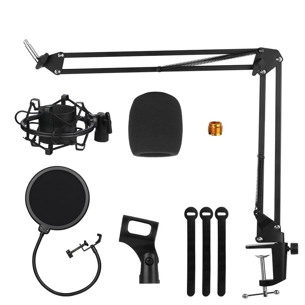 Kit Haste Articulada P/ Microfone Podcast Streaming C/ Aranha Pop Filter