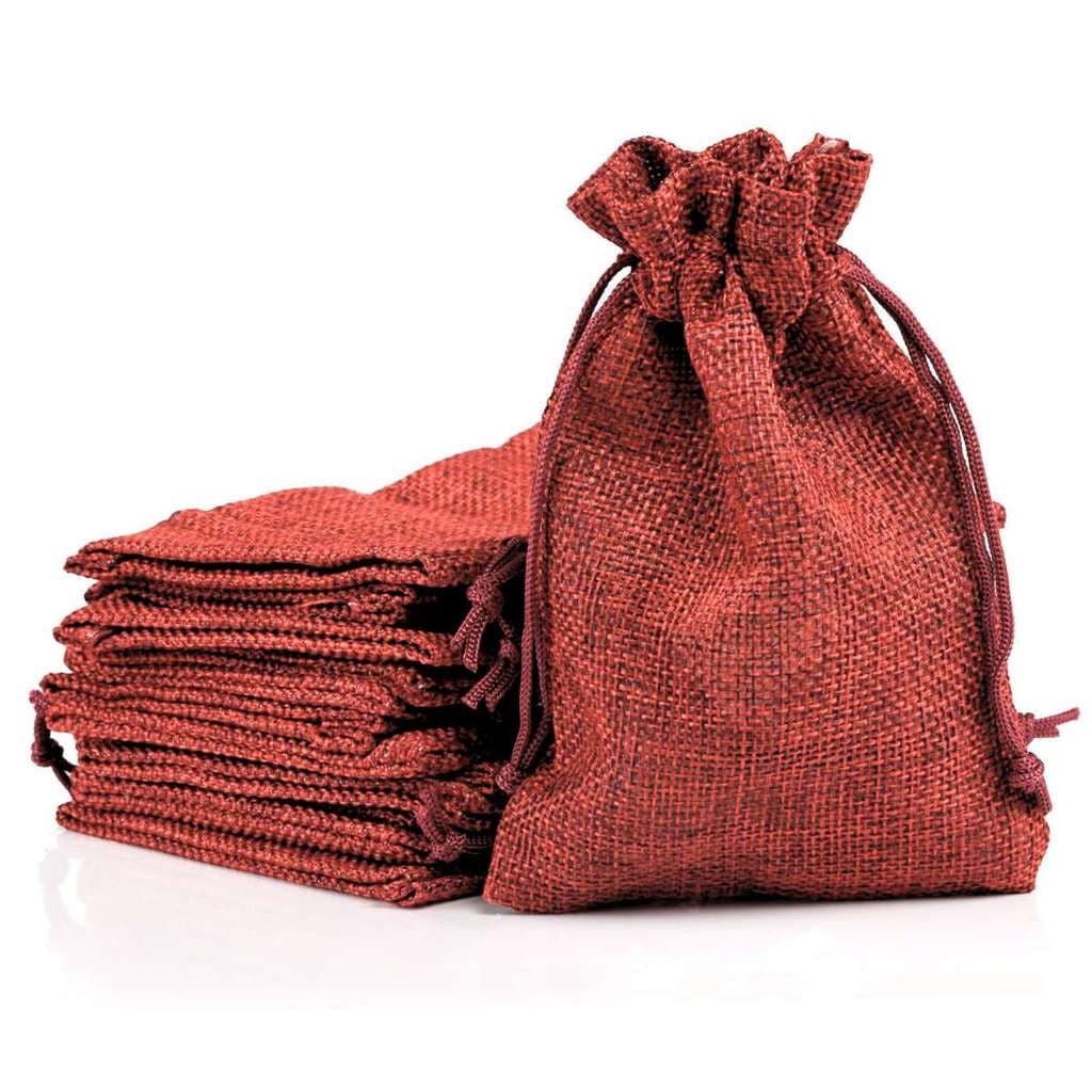 Kit 20 Sacos De Juta 10 x 14 CM Vermelho Lembrancinhas Jóias