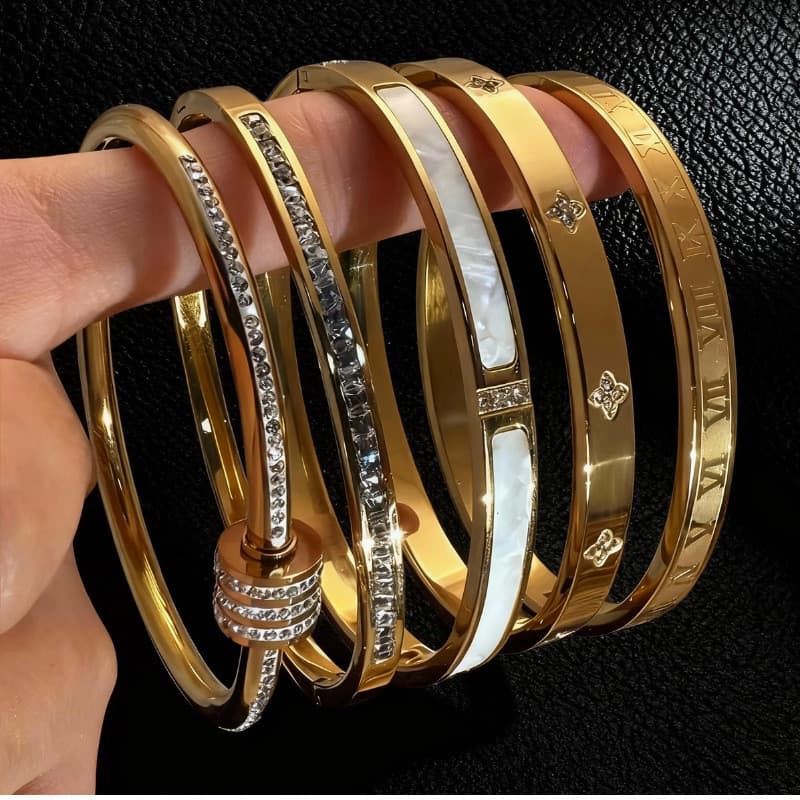 Pulseira de aço titânio de cintura pequena transfronteiriça, não desbotada, pulseira de aço de titânio de alta qualidade