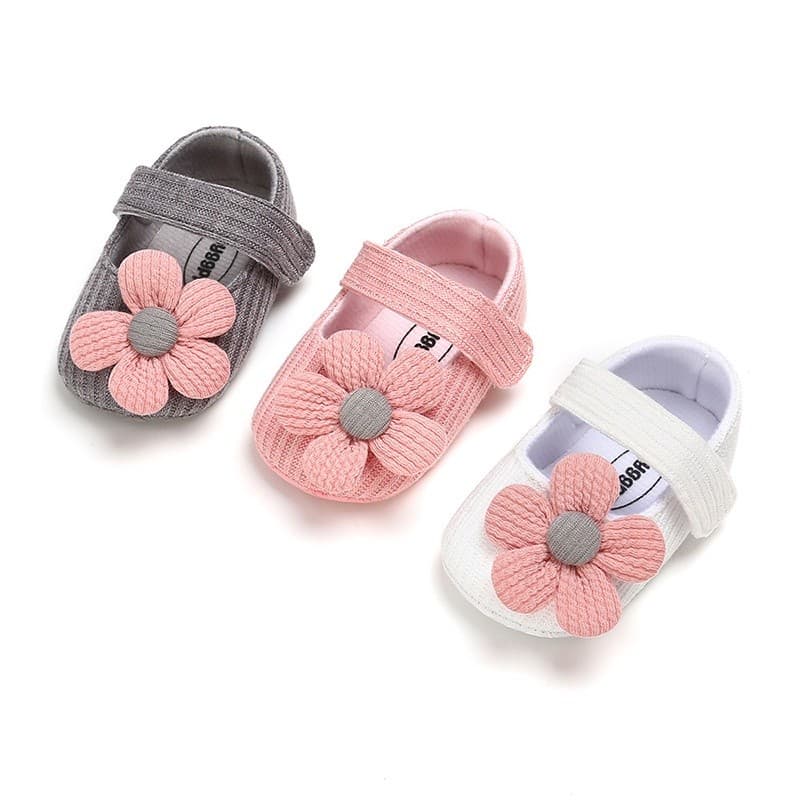 Bonito Flor Algodão Sapatos De Bebê Sola Macia Antiderrapante Calçado Infantil Malha Doce Princesa Meninas Recém-Nascido