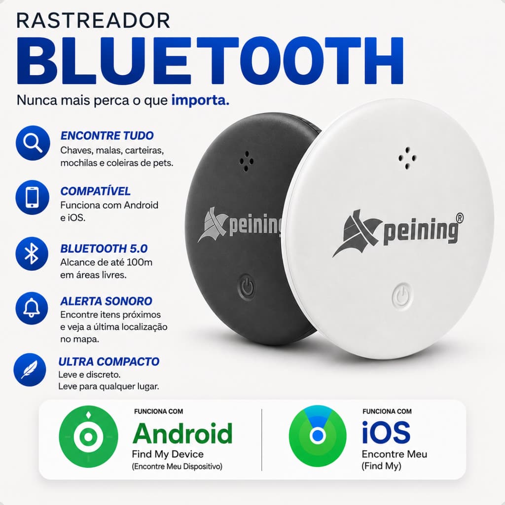 Mini Tag Rastreadora Bluetooth Compatível com Android e iPhone Localizador GPS Original Peining