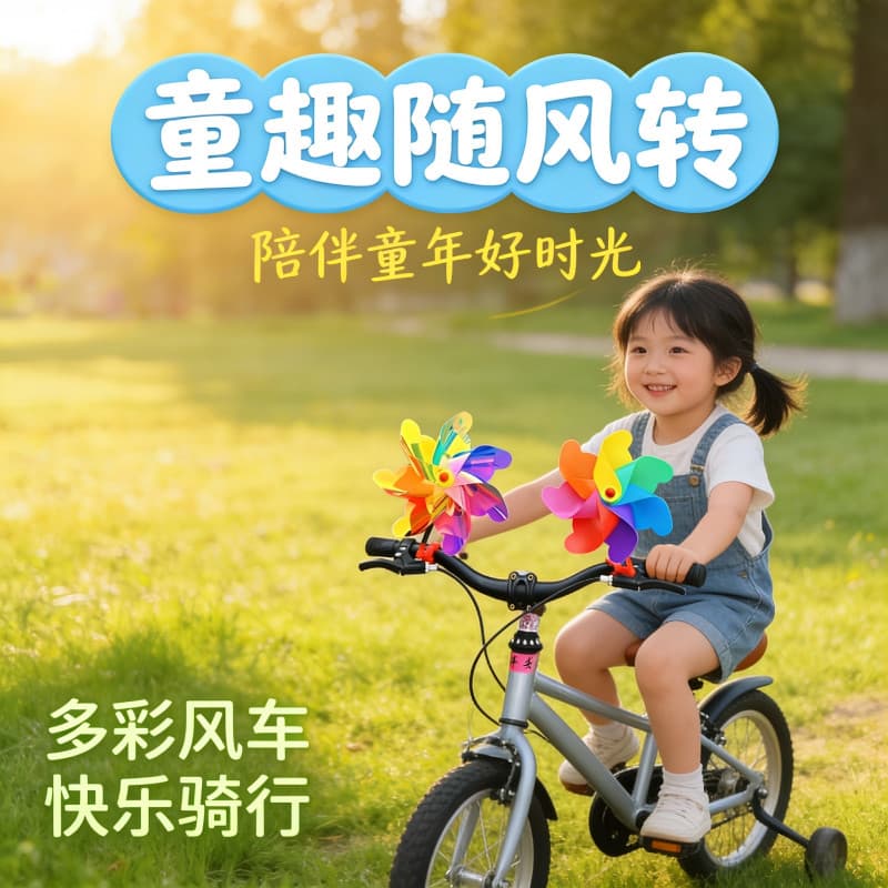 Pequeno moinho de vento carrinho de bebê dos desenhos animados das crianças bicicleta carrinho de bebê colorido rotativo