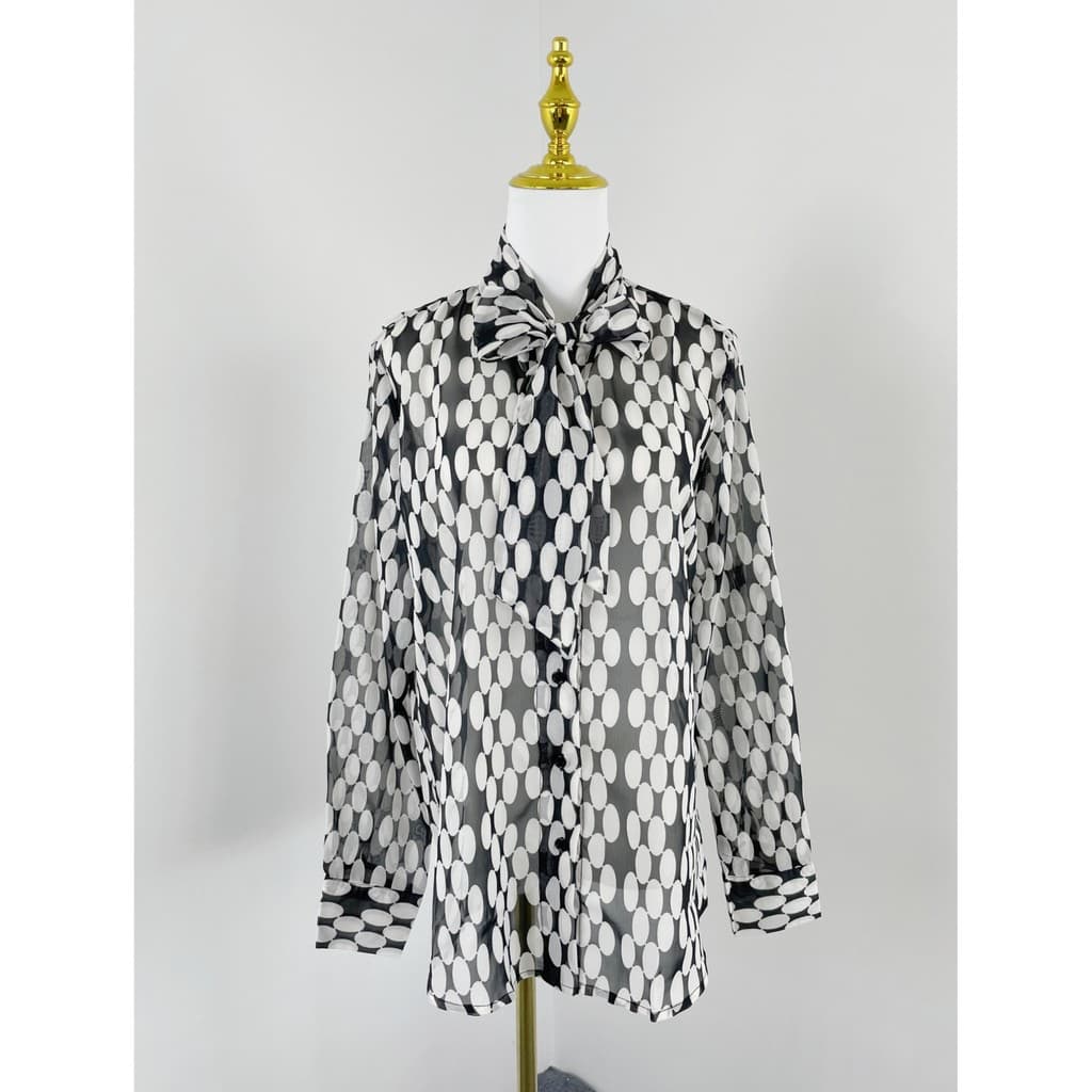 J3080 comércio exterior novo estilo feminino gola de renda leve camisa de Chiffon de manga comprida elegante All-Match s