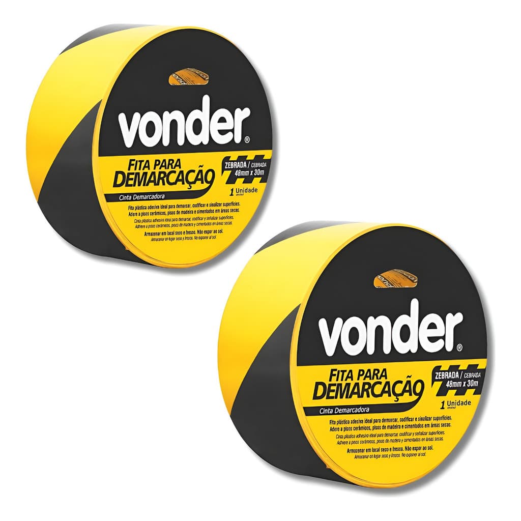 Kit 2 Fitas Para Demarcação Zebrada 48mmx30m Adesiva - Vonder
