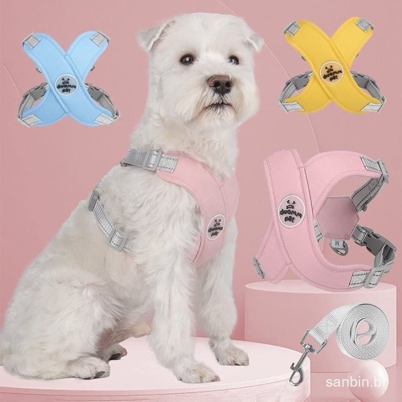 Coleira Peitoral Com Guia Para Cachorro Cães Pequenos Meidum Em Forma De X Colete Refletivos