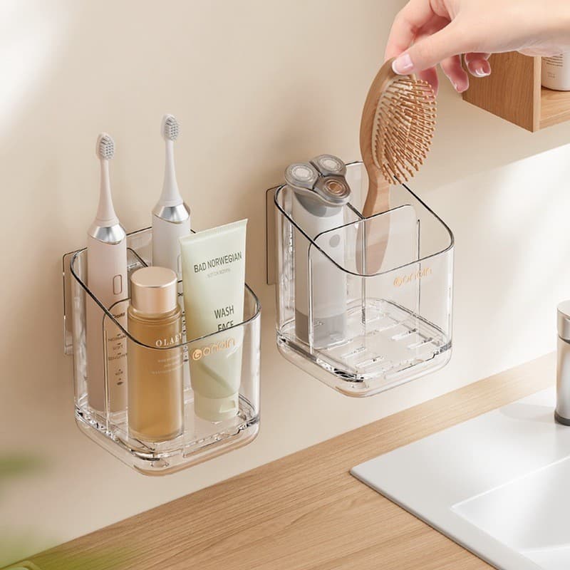 Rack de armazenamento de escova de dentes elétrica, sem perfuração, montagem na parede, ferramenta útil, pasta de dentes