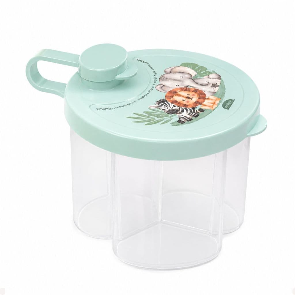 POTE DOSADOR LEITE EM PO PARA ARMAZENAR 3 DIVISORIA 100ML CD GIRATORIA MAMADEIRA SAFARI