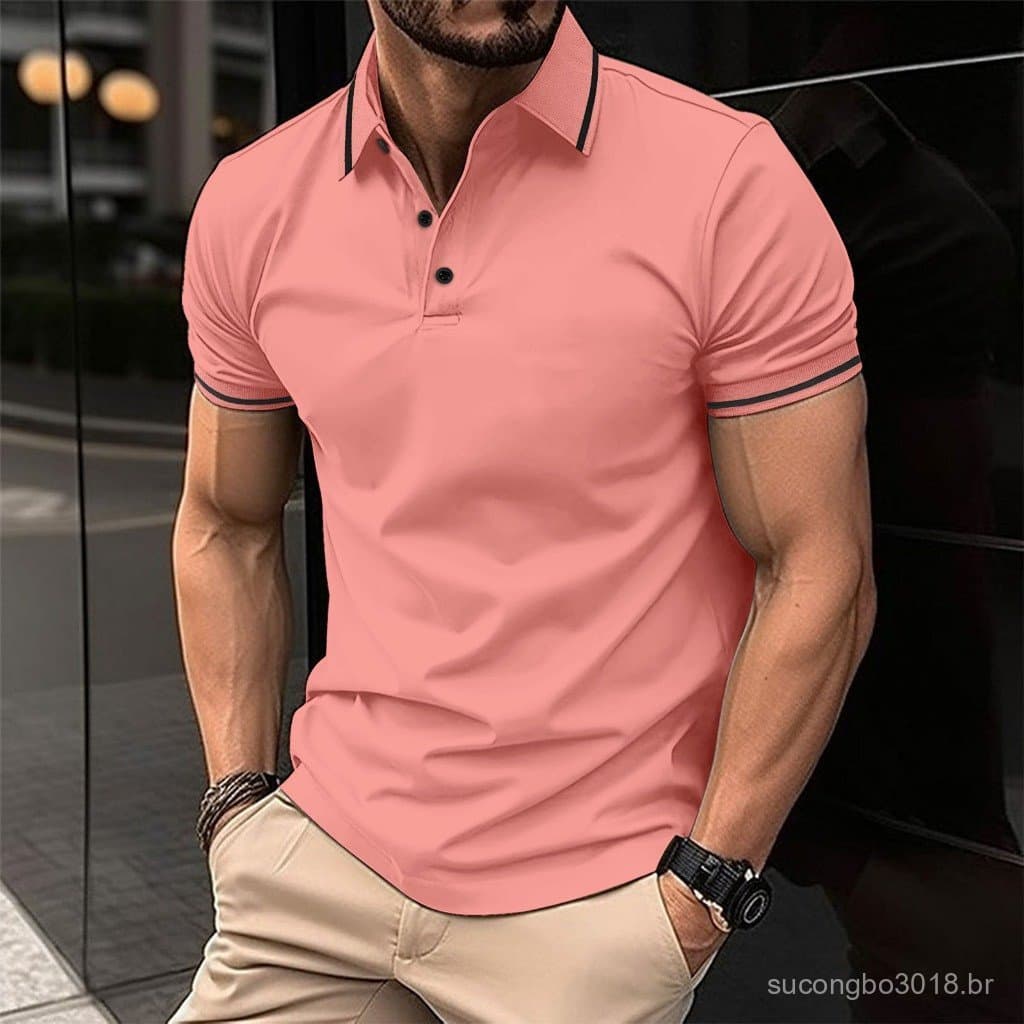 2023 Venda a Quente Novo Estilo Camisa POLO para Homens Camisa POLO para Homens com Botão de Costura Esportiva Camiseta