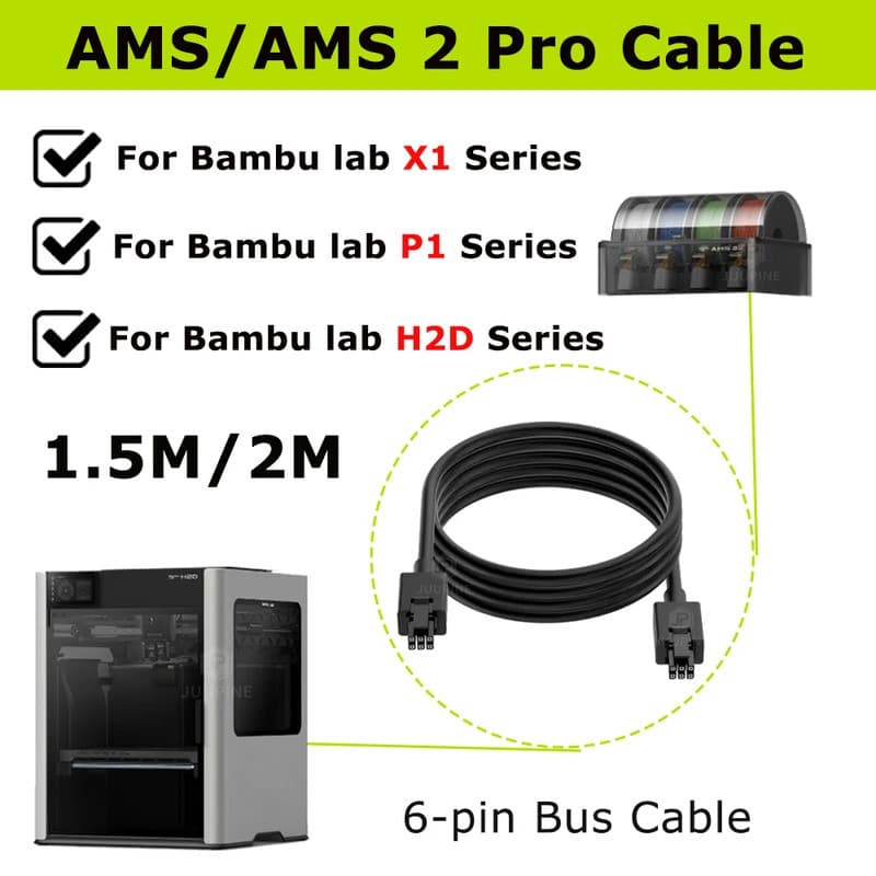 AMS/AMS 2 pro Para bambu lab X1/P1/H2D Series Cabo de extensão de 6 pinos 1M/2M para impressora 3D