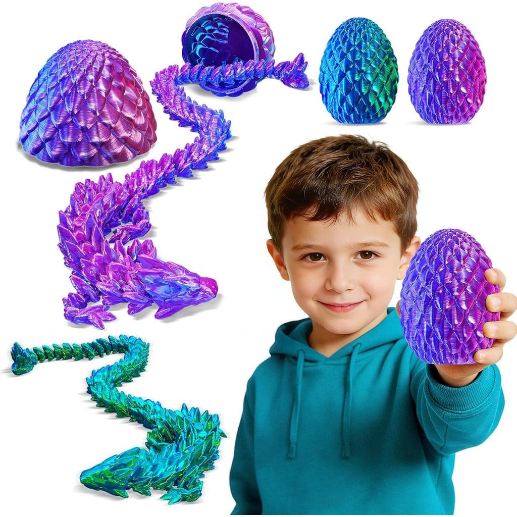 2Pieces12Inch3D Print Dragon and Egg，Easter basket filler，Large pre-filled egg set，Suitable for children's Easter egg hu