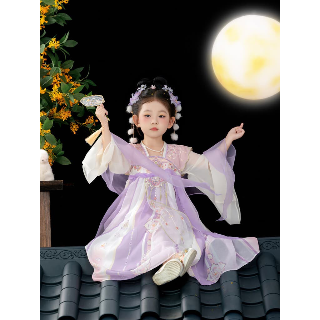 Hanfu meninas 2026 novo estilo crianças primavera outono traje antigo estilo fada manga comprida saia fina bebê Mid-autu