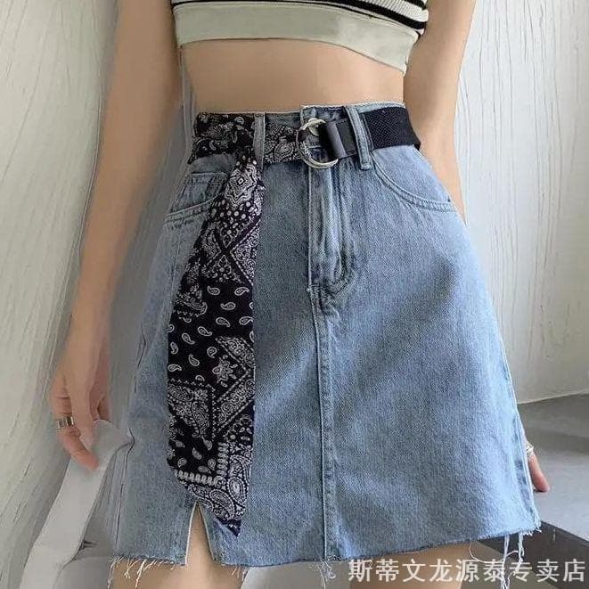 Shorts Streamer cinto quente menina forro decorações de perna larga com calças costura lona lenço de seda cinto