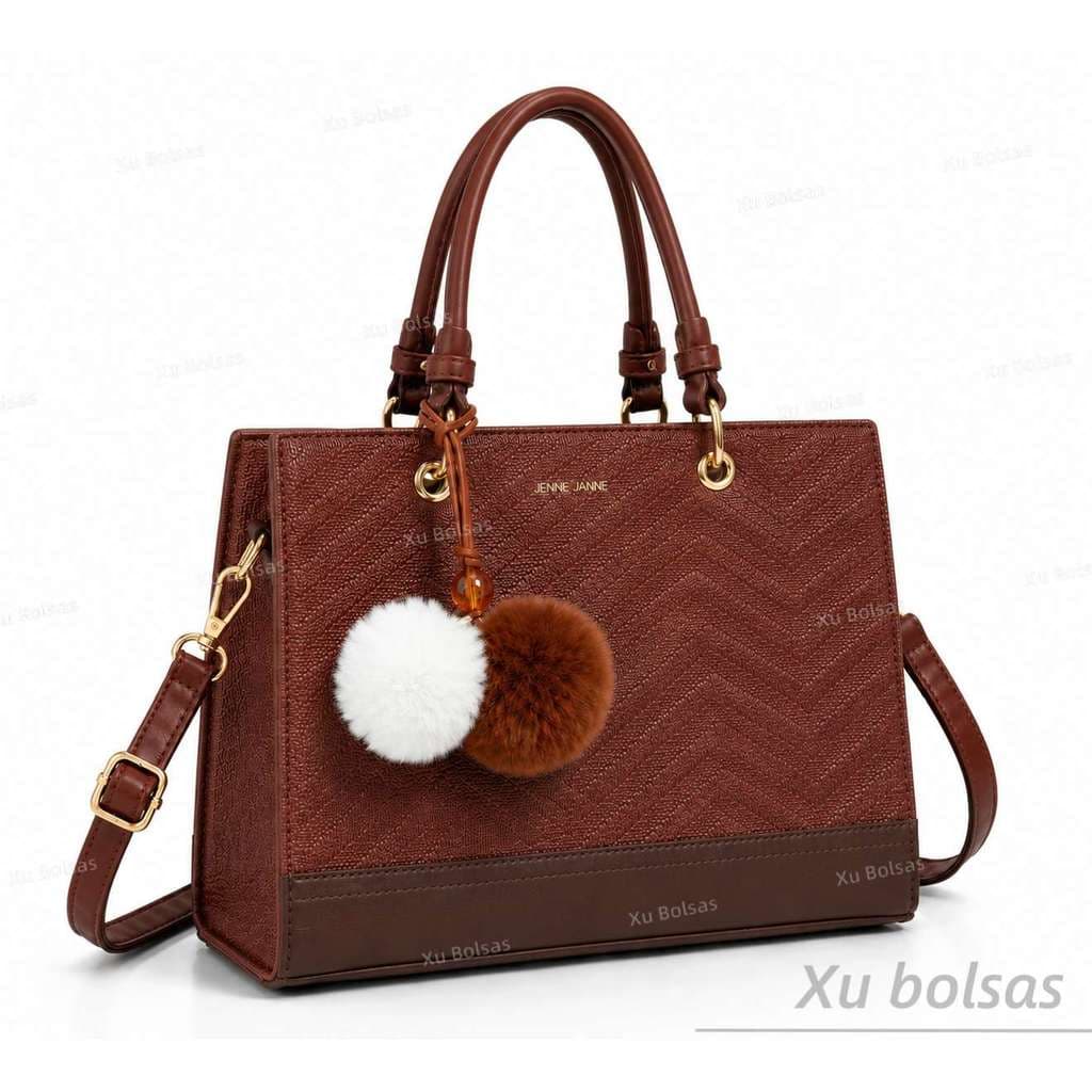 Bolsa Feminina Com Chaveiro Bicolor Elegante Couro PU Alça Transversal Estruturada JJ-8339#