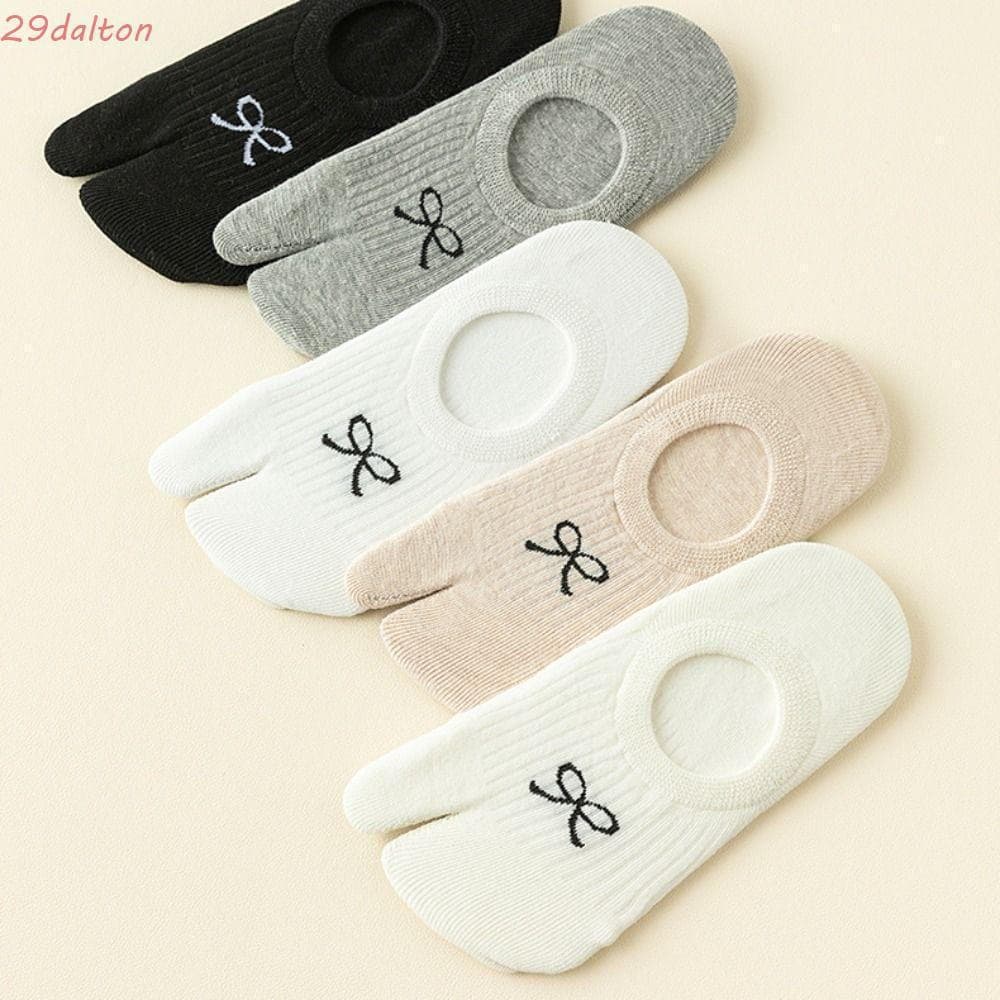 DALTON 3 Pares De Meias De Barco De Dois Dedos , Curtas Antiderrapantes Com Laço Doce Respiráveis Da Moda Invisíveis Bic