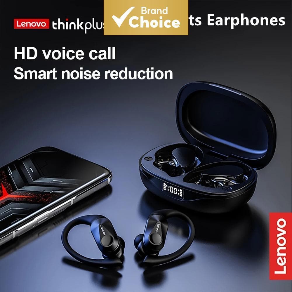 Fones de Ouvido Lenovo LP75 Sem Fio Bluetooth, Microfones, Controle de Botão, Exibição LED de Bateria, Som HiFi