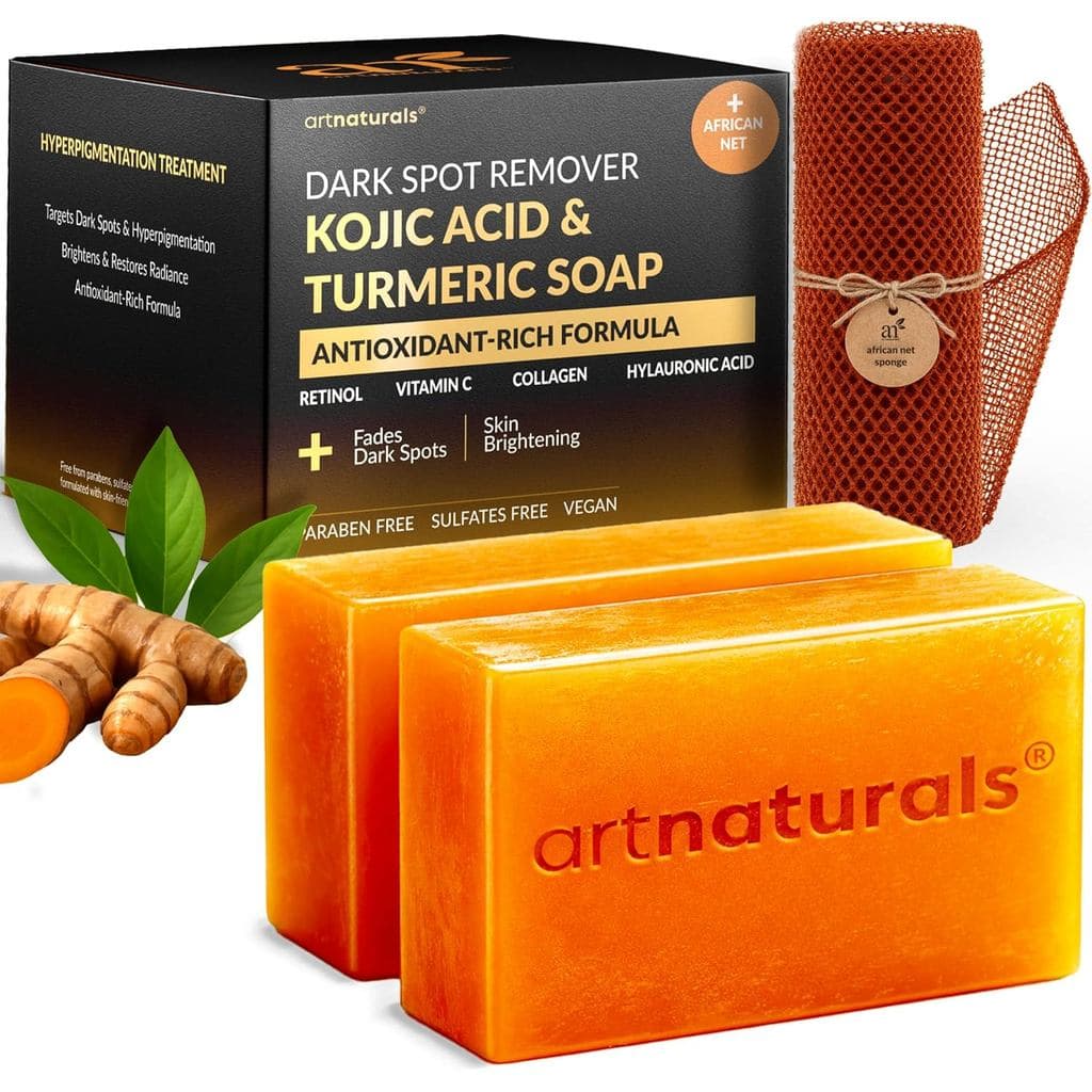 artnaturals Sabonetes em Barra Removedores de Manchas Escuras com Ácido Kójico e Cúrcuma, com Vitamina C, Retinol, Colág