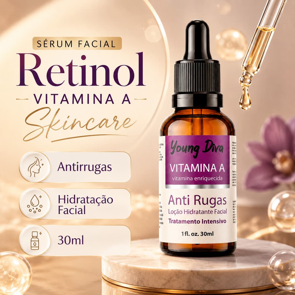 Sérum Facial Retinol Vitamina A Antirrugas Hidratante para Skincare 30ml