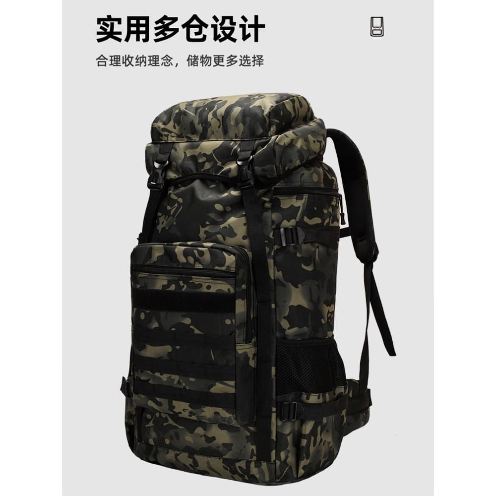 Mochila de escalada ao ar livre, resistente ao desgaste, 80L, grande capacidade, caminhadas, à prova d'água, armazenamen