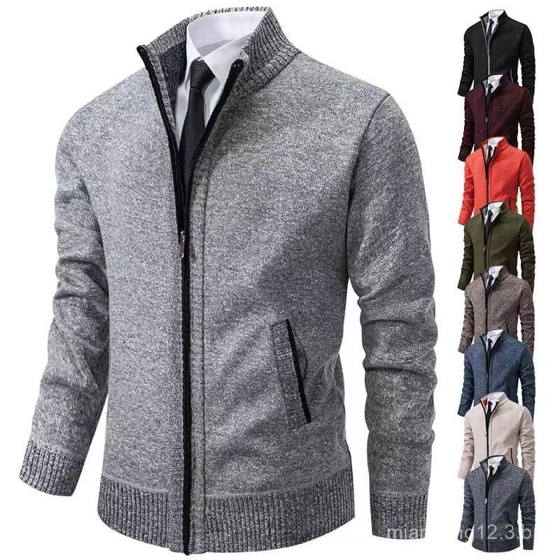 Cross-Border exclusivo masculino outono novo estilo versão coreana malhas jaqueta forro de lã masculino engrossado camis