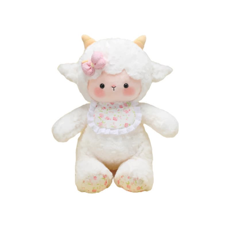 Popular Bonito Babador Ovelha Super Macio Cordeiro Pelúcia Boneca Reconfortante Dormir Companheiro De Brinquedo Aniversá