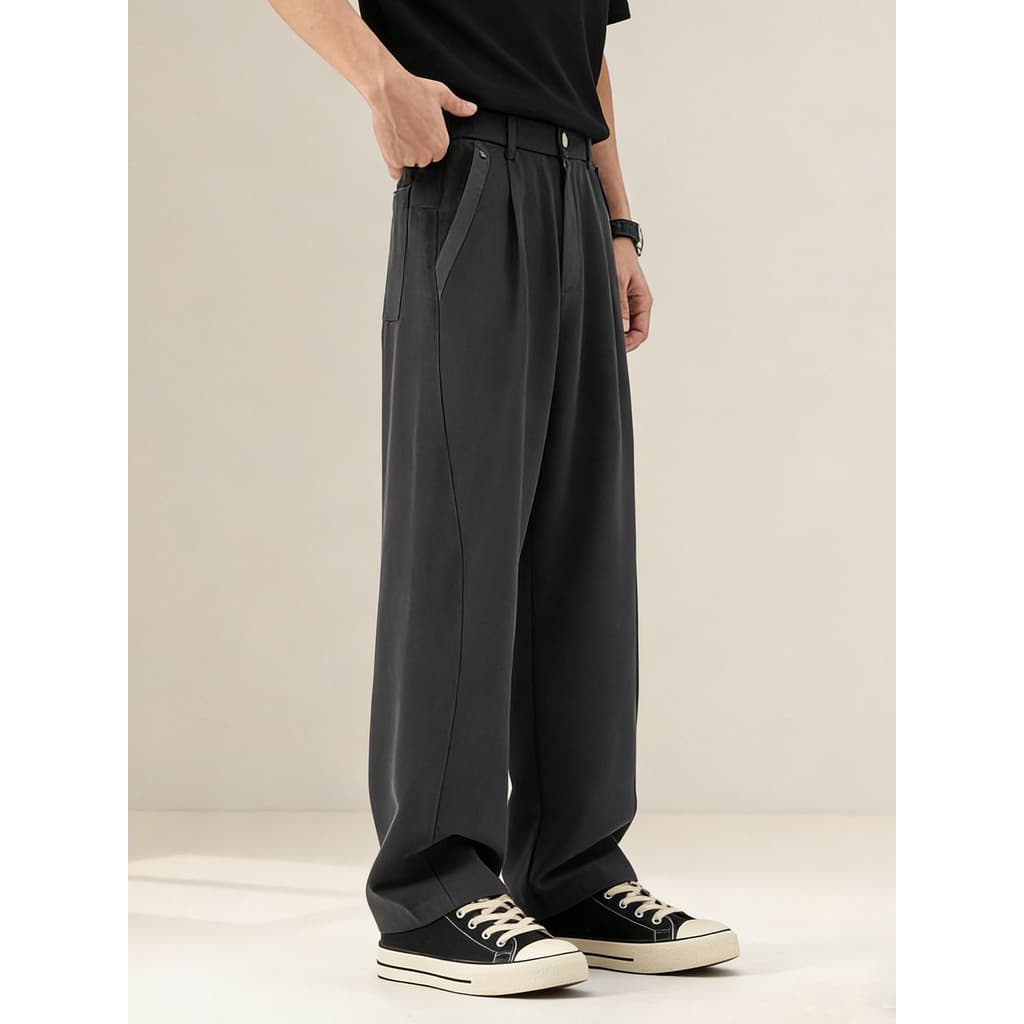 Simples Casual calças de perna reta masculina verão 2026 novo estilo solto tamanho grande Drape calças de perna larga Al