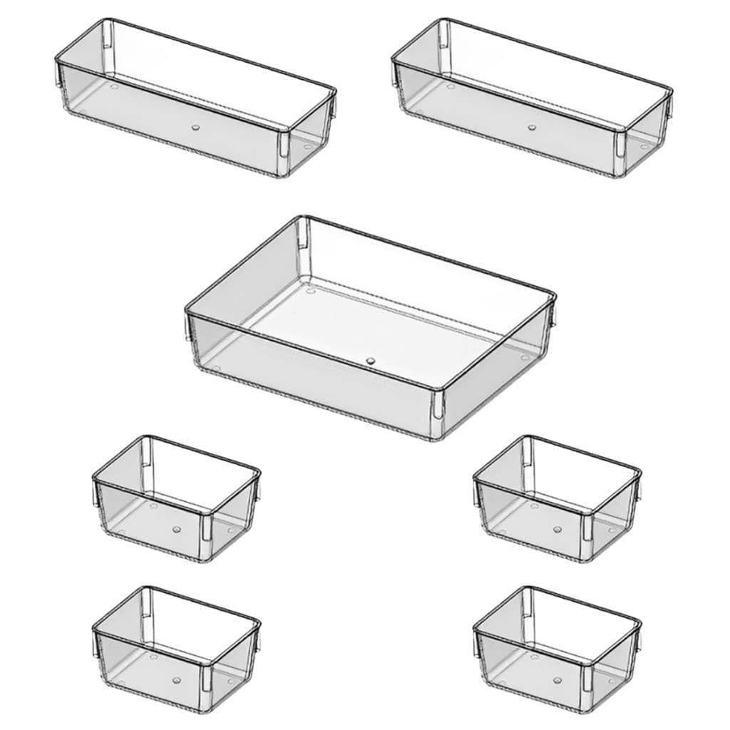 Kit 7 Organizadores de Acrílico Cristal Modular Para Geladeiras Gavetas e Maquiagens