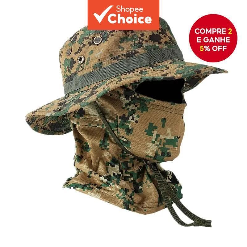 Balde Ao Ar Livre Chapéu Balaclava Conjunto Proteção Solar Pesca Caminhadas Tático Máscara Facial Capa De Cabeça Complet