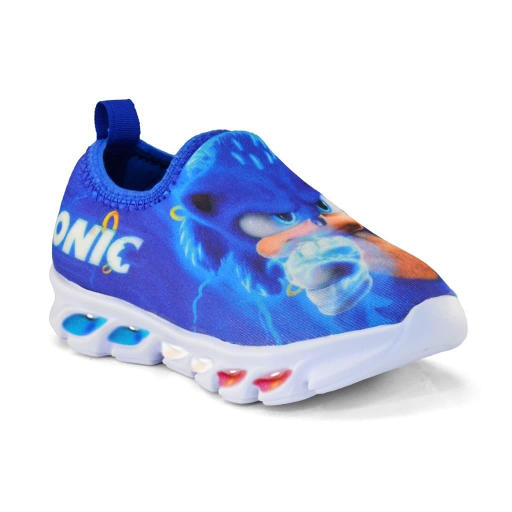 Tênis de Led Infantil Slip On Sonic Solado Confortável com Luzes Coloridas