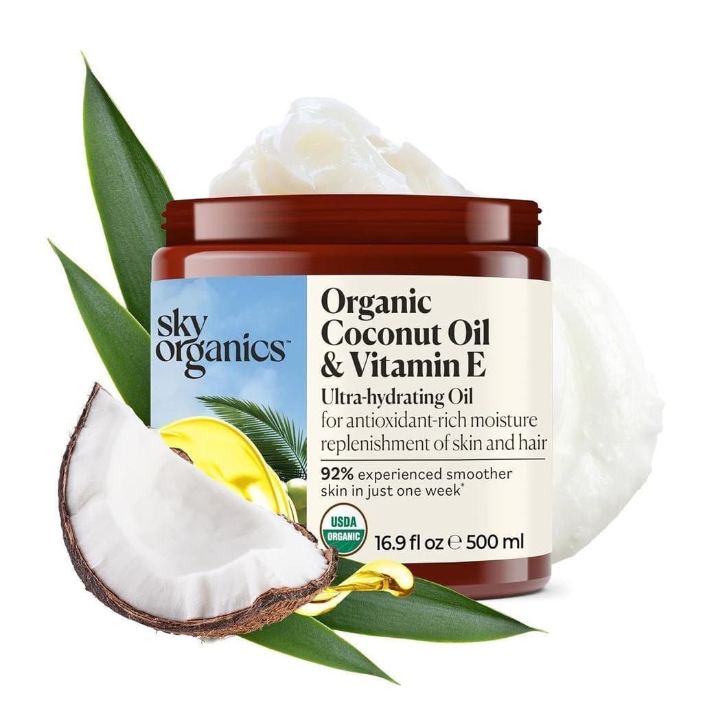 SkyOrganics-Óleo de Coco Orgânico e Vitamina E, 16.9fl oz-Óleo Ultra-Hidratante para Cabelo-Ácidos Graxos e Antioxidante